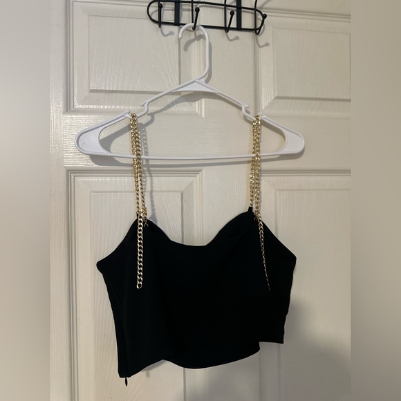 Express women’s black gold chain halter top, size M - Picture 2 of 4